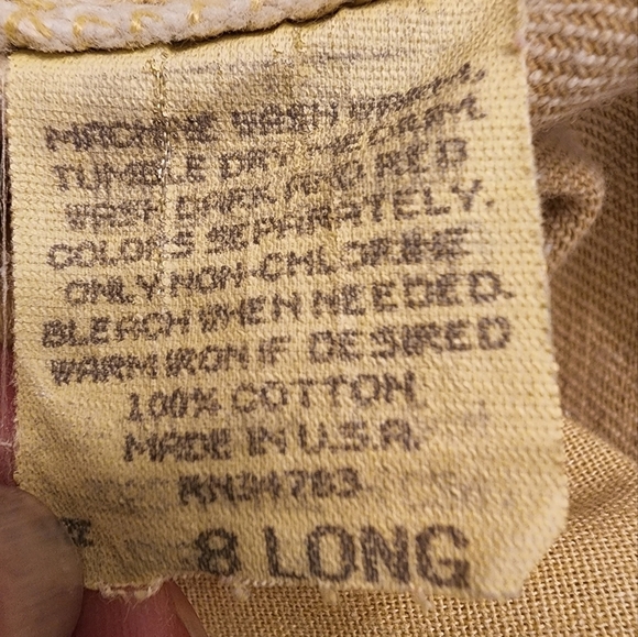 Vintage Lee Riveted yellow 5 pocket jeans SZ 8 Long - Picture 5 of 6